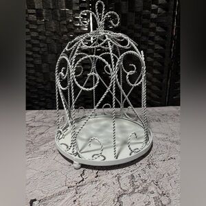 Vintage-look White Wire Birdcage Decor